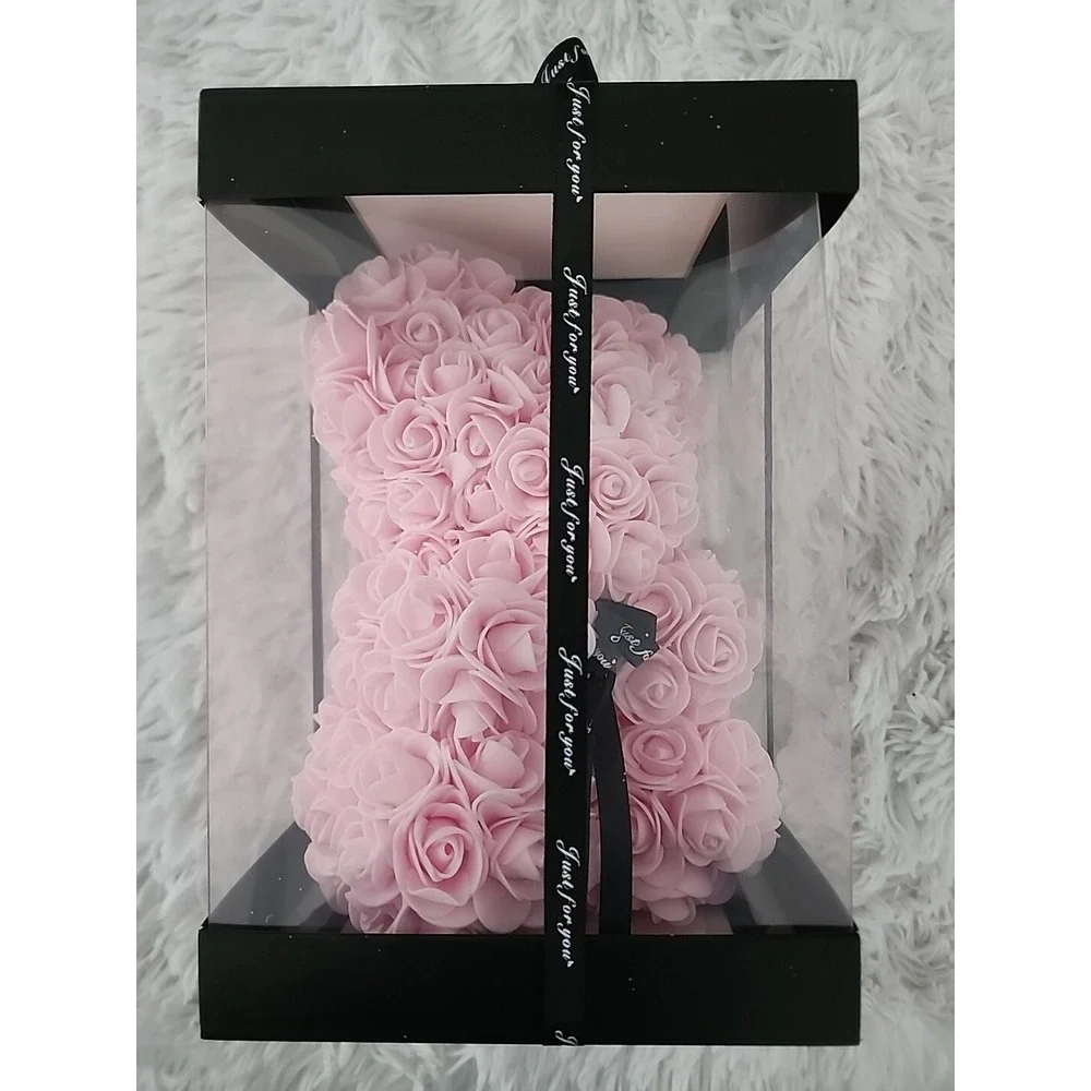 Pink Rose Teddy Bear Women Gifts For Valentines Day Birthday Anniversary‎ W/ Box